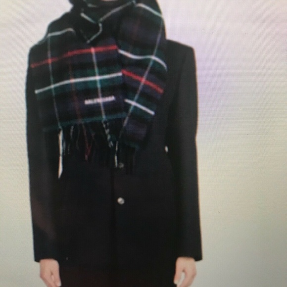 COPY - Balenciaga Blue Green Multi Wool Hoodie Logo Scarf - Picture 3 of 10